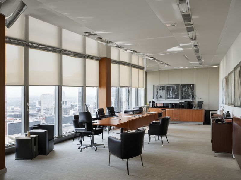Modern office with professional window coverings